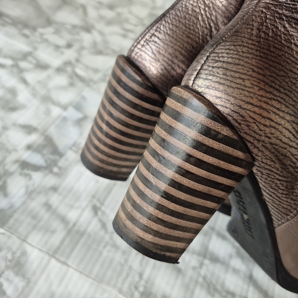 Hispanitas Taupe & Bronze Leather Heeled Ankle Boots - Picture 10 of 12